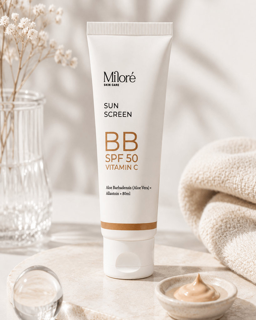 קרם דמי מייקאפ SPF 50 Miloré — על אבן טבעית