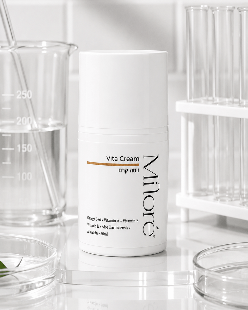 ויטה קרם Miloré Vita Cream — על רקע מעבדה